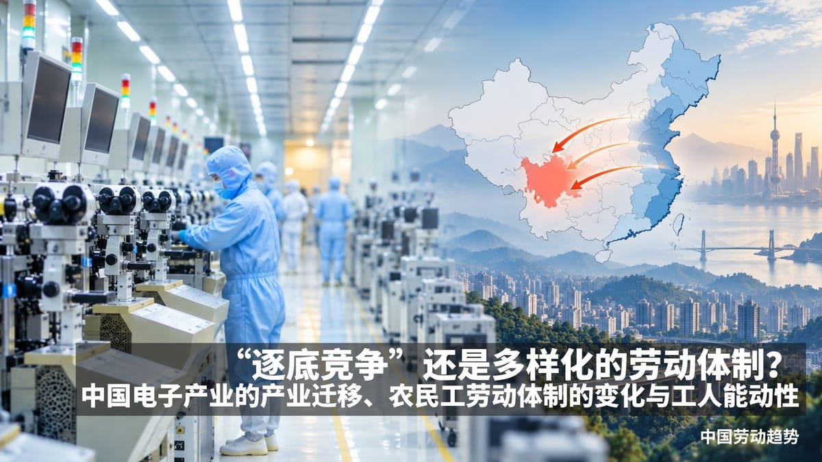 【实证翻译】“逐底竞争”还是多样化的劳动体制？中国电⼦产业的产业迁移、农民工劳动体制的变化与⼯⼈能动性