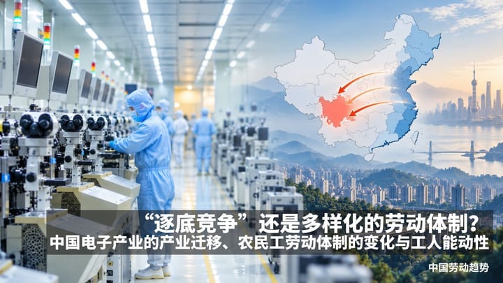 【实证翻译】“逐底竞争”还是多样化的劳动体制？中国电⼦产业的产业迁移、农民工劳动体制的变化与⼯⼈能动性